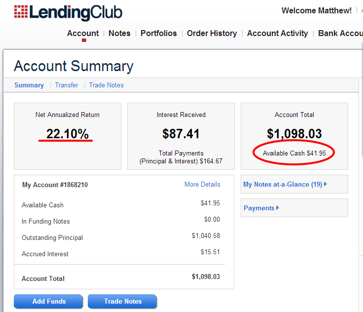 Account Summary Lending Club March 2013